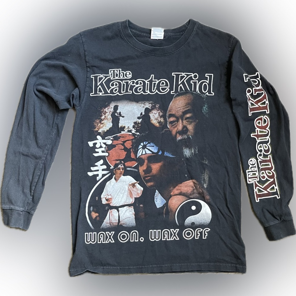 💕Vintage💕 Karate Kid Wax On Wax Off Tee Mr. Miyagi Daniel Son
